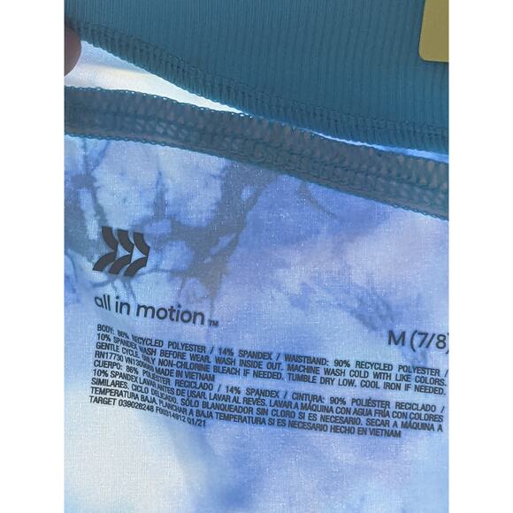 All In Motion Shorts Tie Dye Blue Quick Dry Woven Teal Girls M 7/8 Side‎ Pockets - Picture 3 of 8